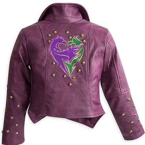 Disney Descendants Faux Leather Moto Jacket for Girls Purple